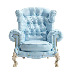 Soft Baby Blue Chair on transparent background, png	