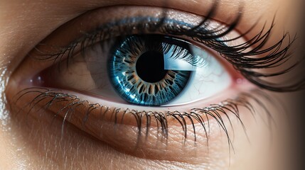 Fototapeta premium eye, close-up of the iris with an unusual ornament. Concept: eye diagnostics, contact lenses to change your image