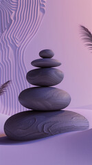 Stacked Zen Stones on Purple Gradient Background