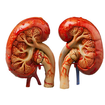 Human kidney model, Transparent background, PNG cutout