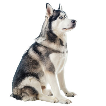 Siberian Husky dogbig dog on transparent background, png	