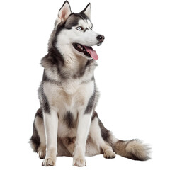 Siberian Husky dogbig dog on transparent background, png	