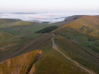 Mam Tor cloud inversion at sunrise, Peak District, UK