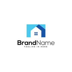 blue home minimalist logo vector