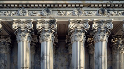Detailed view of a building with columns. Ideal for architectural projects - obrazy, fototapety, plakaty