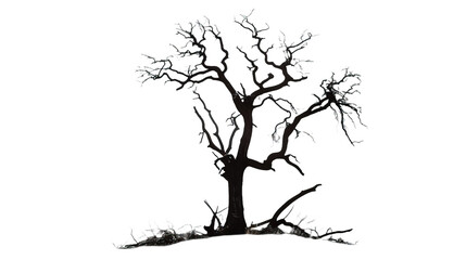 Silhouette dead tree or dry tree  on transparent background, png	