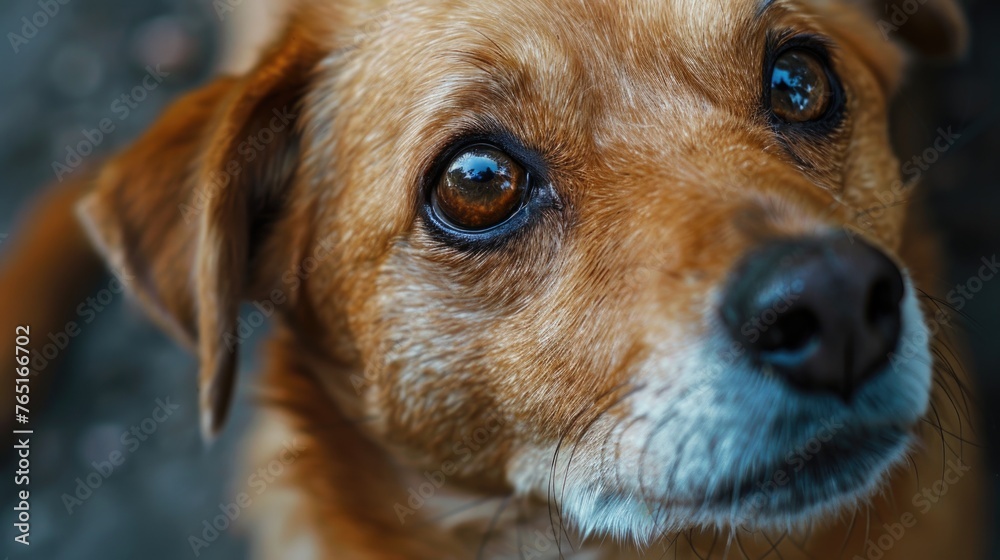 Poster close up of a dog's face looking at the camera. suitable for various pet-related projects