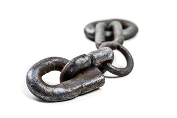 Obraz premium Detailed shot of a chain on a white background. Suitable for industrial concepts