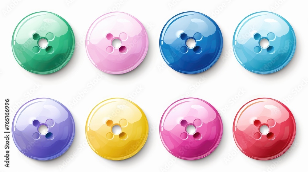 Aufkleber A set of six different colored buttons. Can be used for various design projects