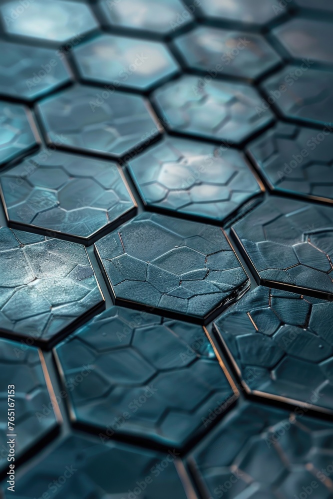 Poster detailed view of a blue tiled floor, suitable for architectural and interior design concepts