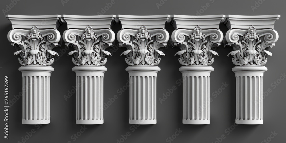 Poster a row of white columns with decorative designs