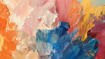 Colorful abstract painting. The artwork has a bright and cheerful color palette and would be a great addition to any home or office. - obrazy, fototapety, plakaty