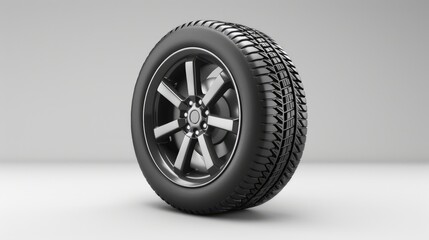 A tire placed on a white surface, suitable for automotive or industrial concepts