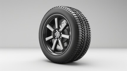 Obraz premium A tire placed on a white surface, suitable for automotive or industrial concepts