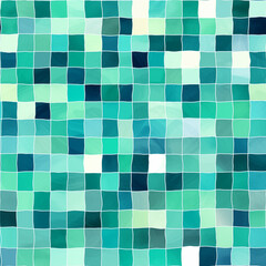 Seamless & repeating pattern of Green and aqua shades of square tiles 