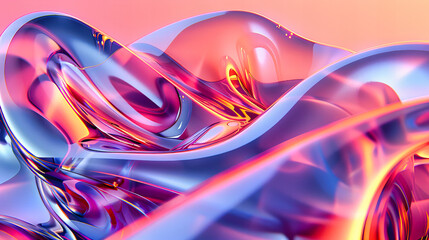 Smooth Liquid Waves, Abstract Design in Pink and Blue, Bright and Futuristic Texture