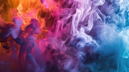 Colorful smoke background with swirling smoke in red, blue and purple colors. - obrazy, fototapety, plakaty