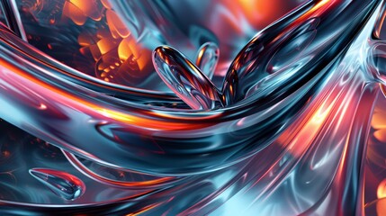 Fiery red and icy blue liquid swirls. 3D rendering of abstract viscous fluid for background use, ideal for fiery and frost concept designs