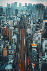 Fototapeta premium A bird's eye view of a bustling city, perfect for urban concepts