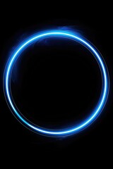 Obraz premium A vibrant blue neon circle glowing against a dark black background. Perfect for modern and futuristic designs
