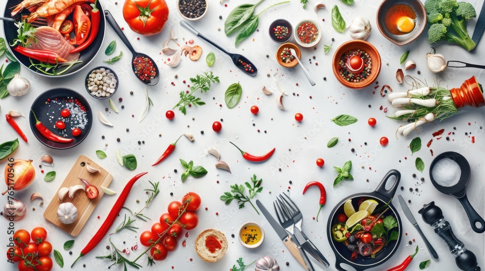 Poster A diverse selection of food items on a table, suitable for various occasions