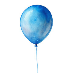 Blue watercolor balloon isolated on transparent background.