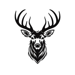 Wildlife Forest Animal Portrait Logo Deer Head with Horns сreated with Generative Ai
