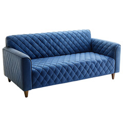 Blue sofa isolated on a transparent background.