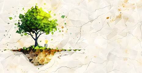 Design an event banner background, featuring a digitally stylized tree