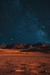 A stunning view of the night sky filled with stars over the desert. Ideal for astronomy enthusiasts or night sky photographers