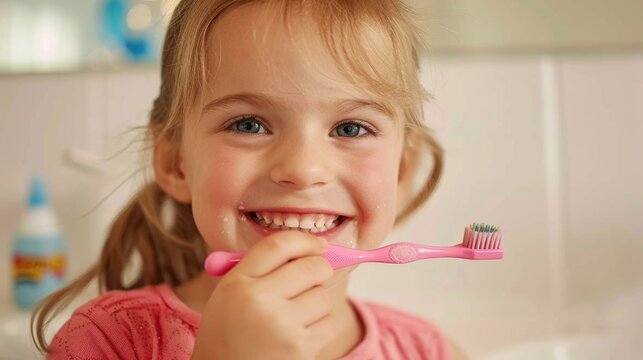 child brushing teeth, oral health concept generative ai