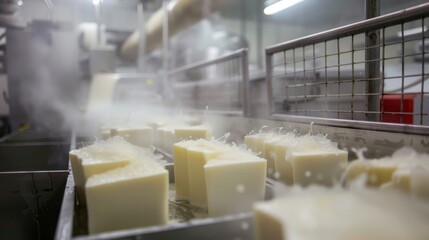 Photographs of milk filtered to remove impurities and then cooled to the proper temperature for cheese production generative ai - obrazy, fototapety, plakaty