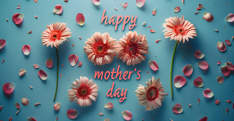 happy mother's day lettering with flowers