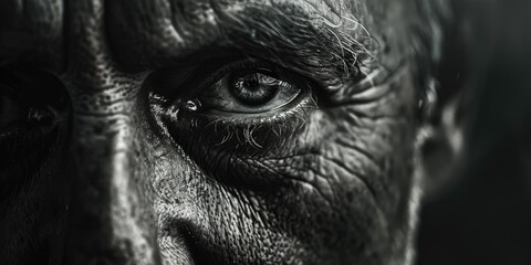 Detailed black and white image of an elderly man's eye. Suitable for medical or artistic projects