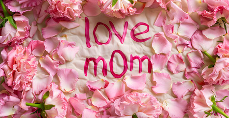 happy mother's day lettering with flowers
