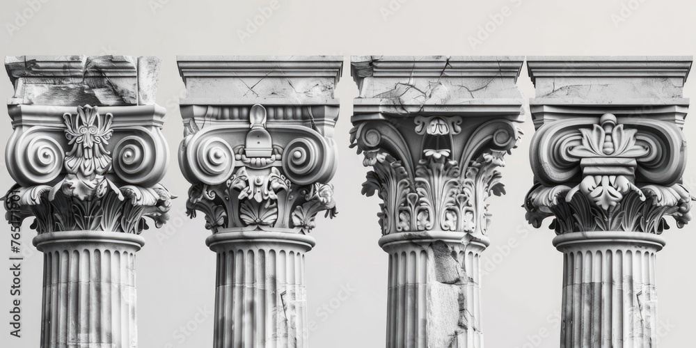 Poster A monochrome image featuring a row of columns. Suitable for architectural themes