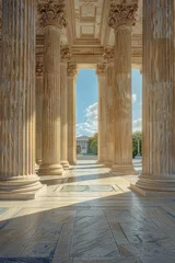 Fotobehang Architectural view with columns against the sky, suitable for construction and real estate concepts © Fotograf