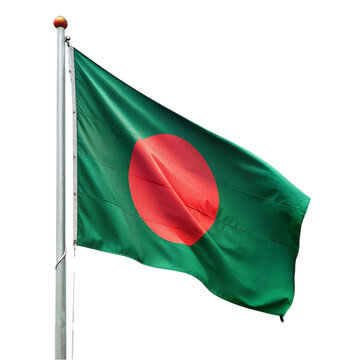 recommend clip art: Bangladesh flag waving on flagpole, isolated on transparent background.