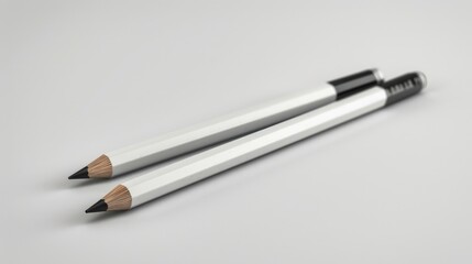 Two pencils placed on a table, suitable for educational and office concepts