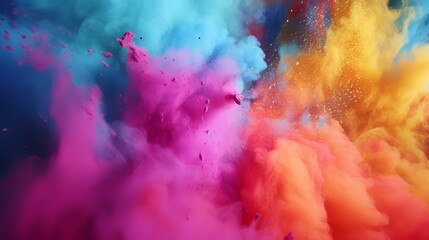 Abstract colorful cloud of smoke on black background. 3d render illustration