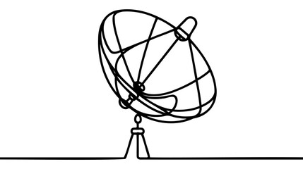 Continuous line drawing of satellite dish, object one line single line art, vector illustration.