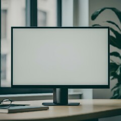 Blank computer screen for business presentations product placements graphic resource. Generative AI
