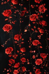 Beautiful red roses on a dark black background, perfect for romantic occasions or elegant designs