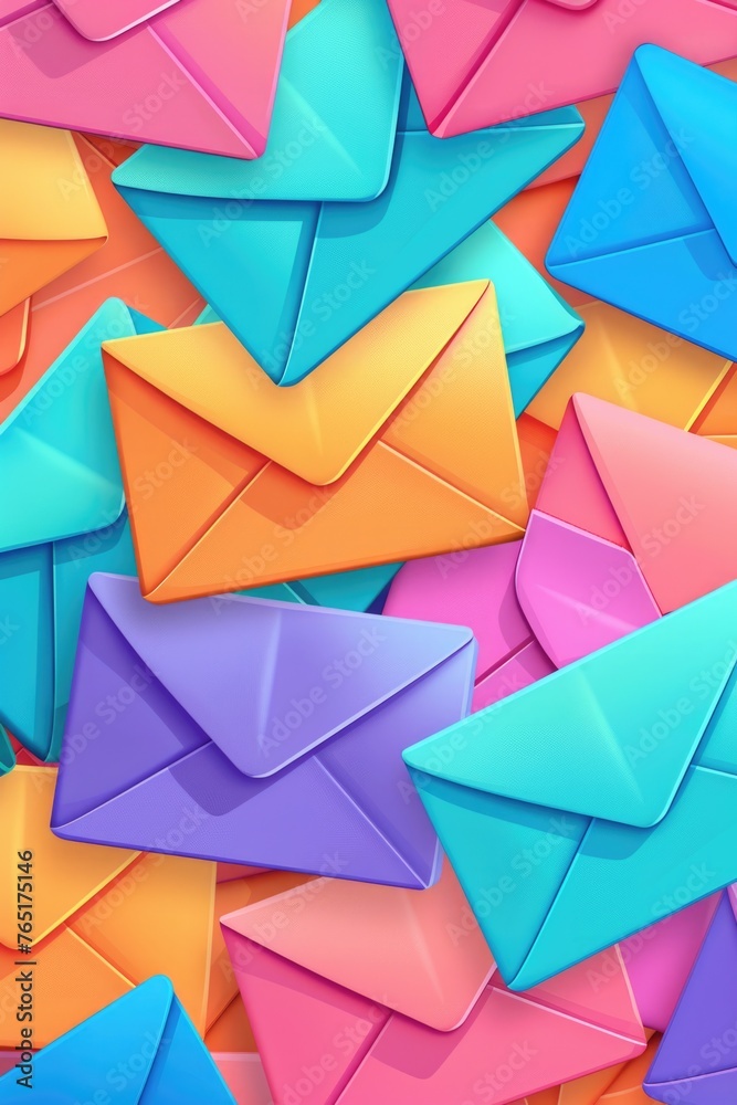 Poster colorful envelopes stacked on top of each other, suitable for various occasions