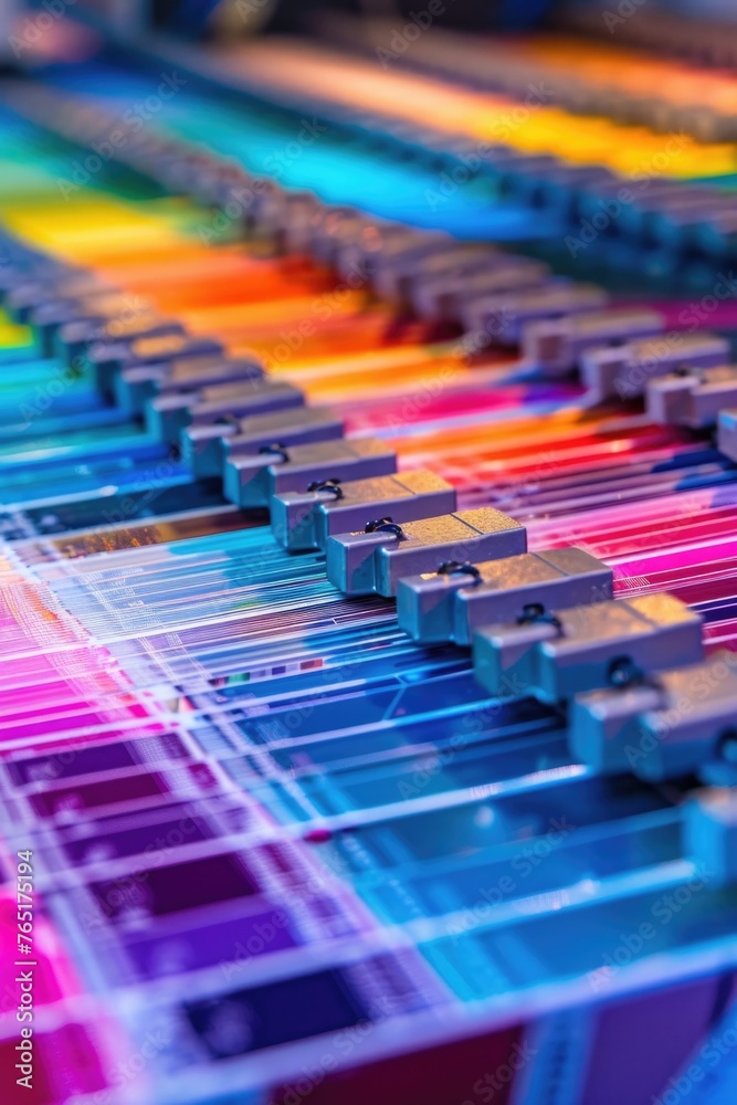 Poster Detailed view of printer's ink rollers. Suitable for printing industry concepts