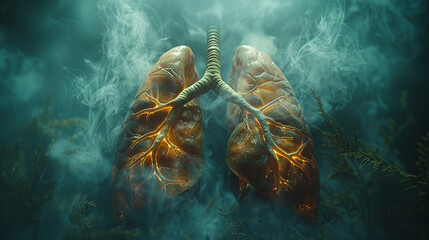 human lungs in the smoke - obrazy, fototapety, plakaty