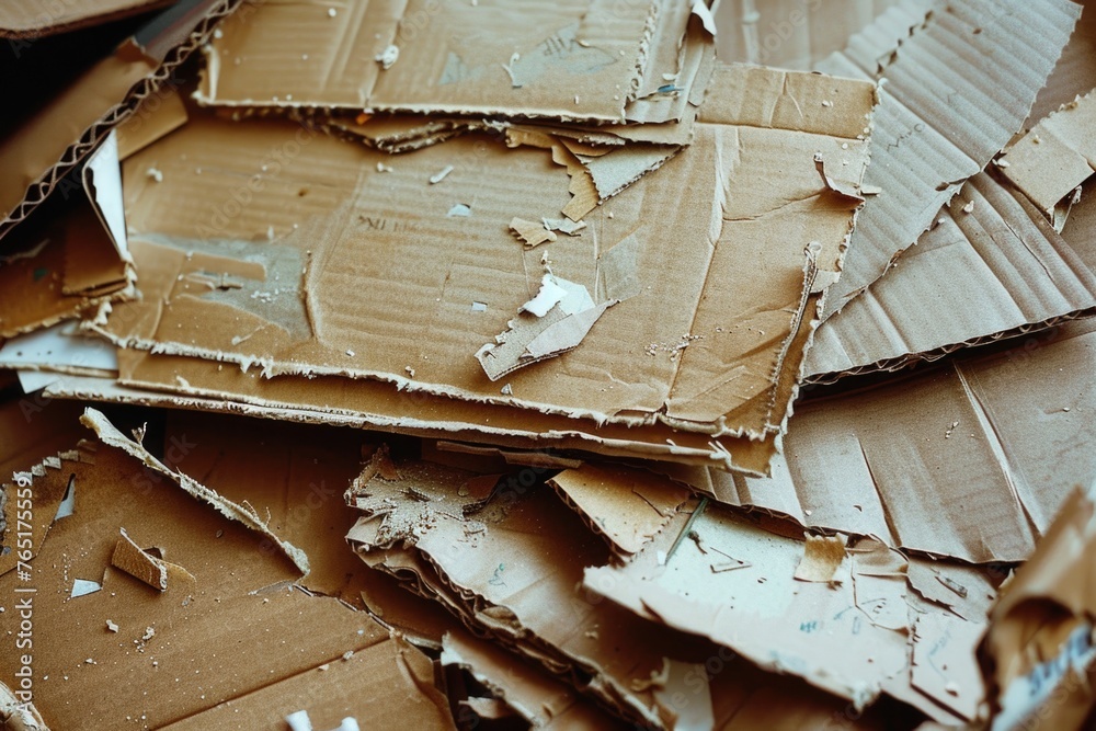 Poster a pile of cardboard on a table, suitable for packaging or recycling concepts