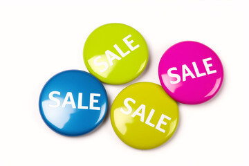 round badges with the inscription "SALE" on a white background