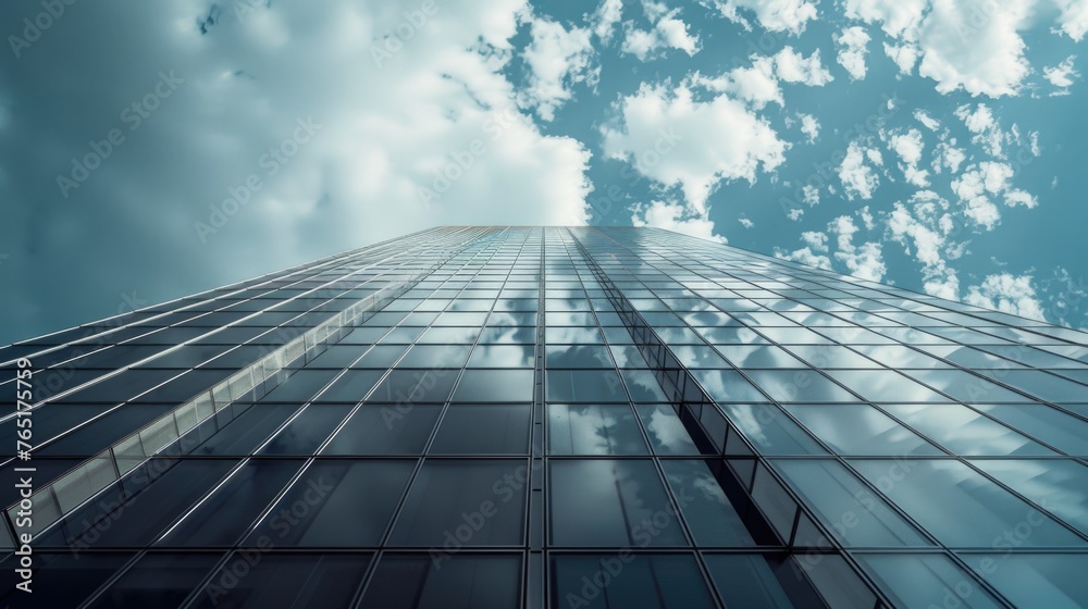 Aufkleber a very tall building with numerous windows, suitable for architectural concepts