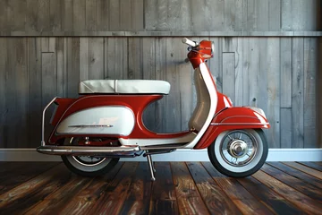 Poster de jardin Scooter a red and white scooter